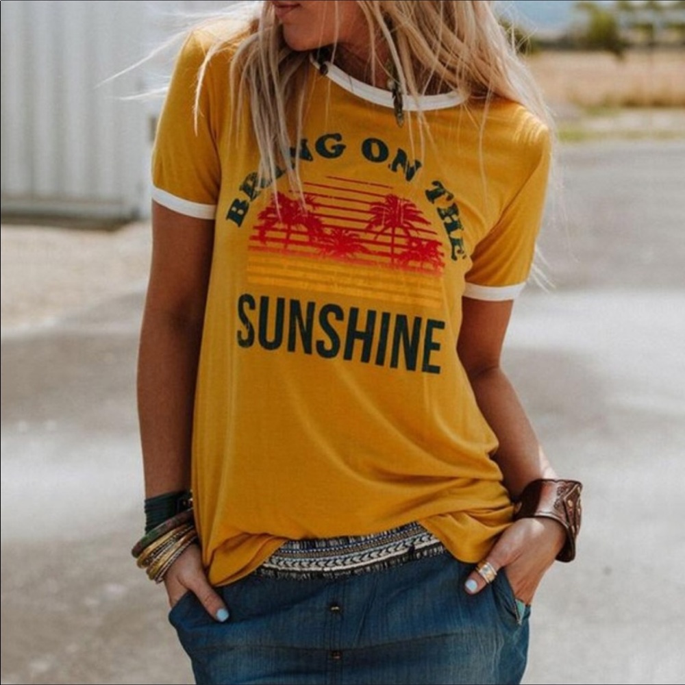 🌙🌙🌙Mustard Ringer Tee - Picture 4 of 5